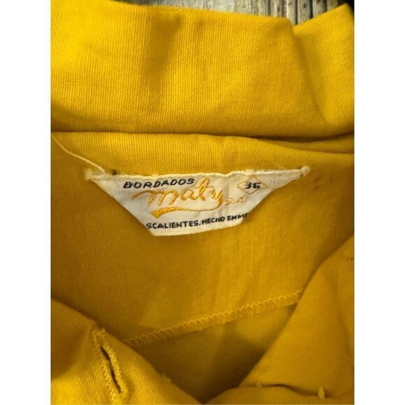 Vintage 60s Goldenrod Floral Embroidered Pants Set XS/S - Picture 4 of 9